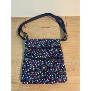 KIPLING Keiko Small Triple Zip Crossbody Bag Blue Multicolor Floral NO Monkey